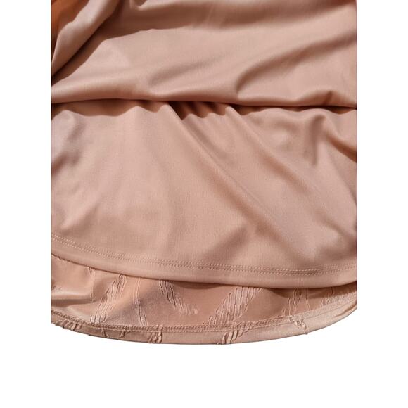 NEW‎ JM COLLECTION Dressy Blouse Tunic Top Medium Peachy Pink Shiny Stretchy - Picture 7 of 9